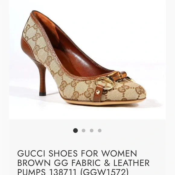 Gucci Women's Tan Canvas Loafers with Gold Accents - Picture 1 of 16